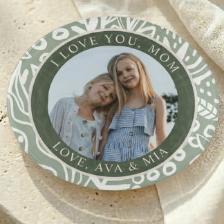 Elegant Floral Pattern Mom Photo Keepsake Trinket Tray