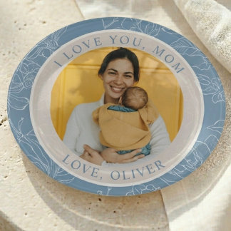 Elegant Floral Pattern Mom Photo Keepsake Trinket Tray