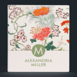 Elegant Floral Pattern Monogram 3 Ring Binder<br><div class="desc">Elegant Floral Greenery Pattern Ivory Pink Orange Spring Green Monogram Medallion Initial Name Custom Text Notebook Home Office Professional Work Back to School Recipe 3 ring binder</div>