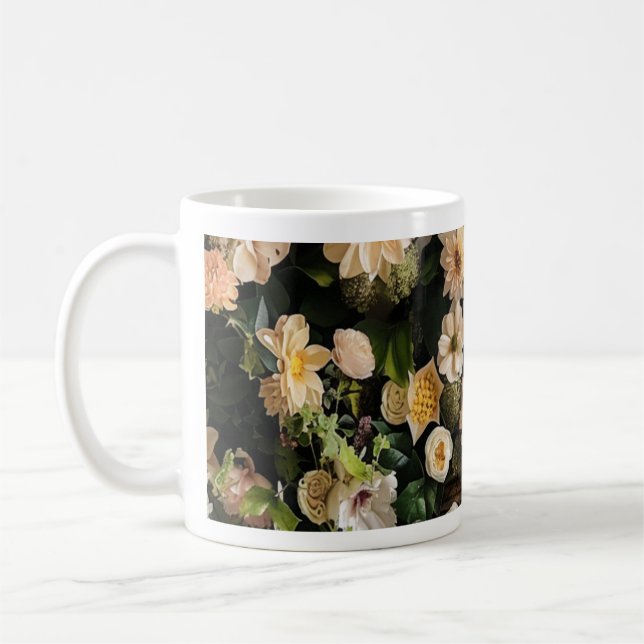 Elegant Floral Pattern Mug | Neutral Aesthetic Bri (Left)