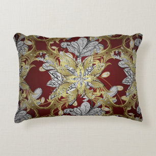 Elegant Floral Pattern Neutral Colors Gold Element Accent Pillow