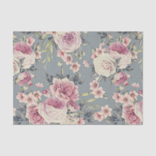Elegant Floral Pattern of Pink Roses & Flowers Tissue Paper