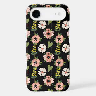 Elegant Floral Pattern on Black Chic Botanical iPhone 17 Air Case