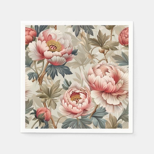 Elegant floral pattern. Pale pink peonies  Napkins (Front)