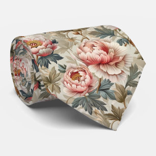 Elegant floral pattern. Pale pink peonies Neck Tie