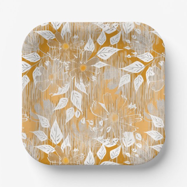 Elegant floral pattern.  paper plates (Front)