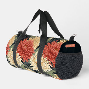 Elegant Floral Pattern Personalized Name Duffle Bag