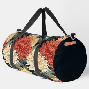 Elegant Floral Pattern Personalized Name Duffle Bag