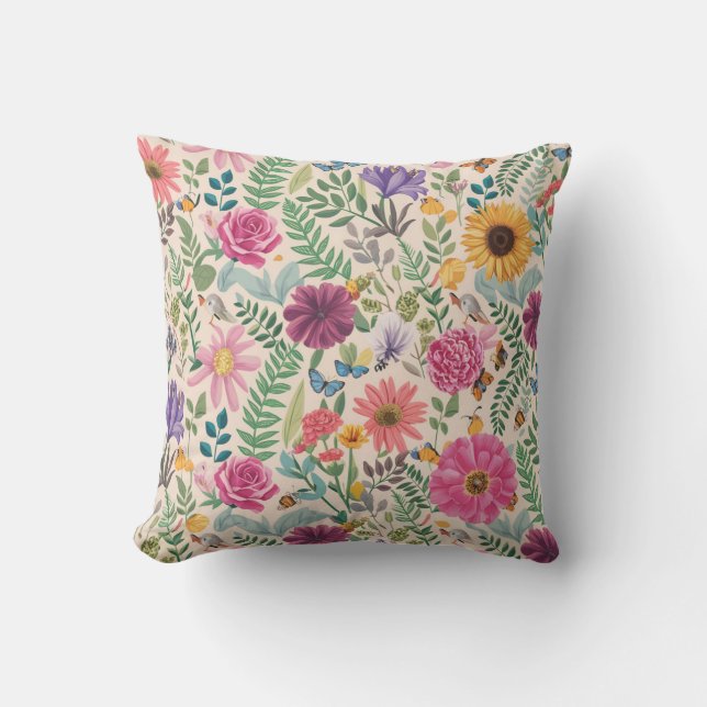 Elegant Floral Pattern Pillow (Front)