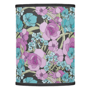 Elegant Floral Pattern Pink Purple Black Backgroun Lamp Shade