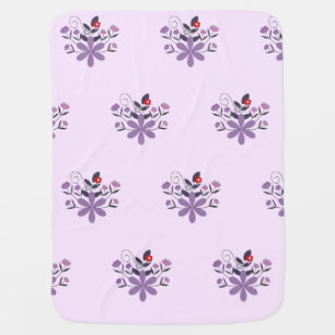 Elegant floral pattern purple violet gray red baby blanket
