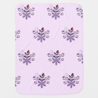 Elegant floral pattern purple violet gray red baby blanket