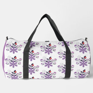Elegant floral pattern purple violet gray red duffle bag