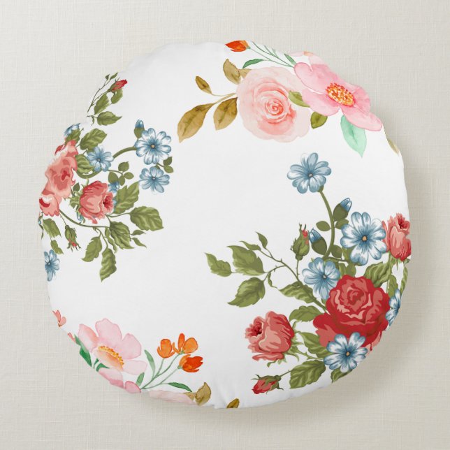 Elegant floral pattern   round pillow (Front)