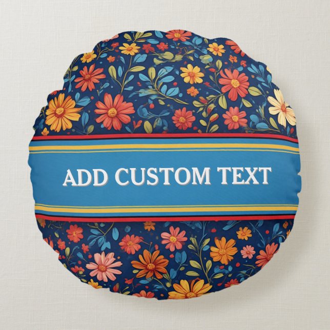 Elegant Floral Pattern Round Pillow (Front)