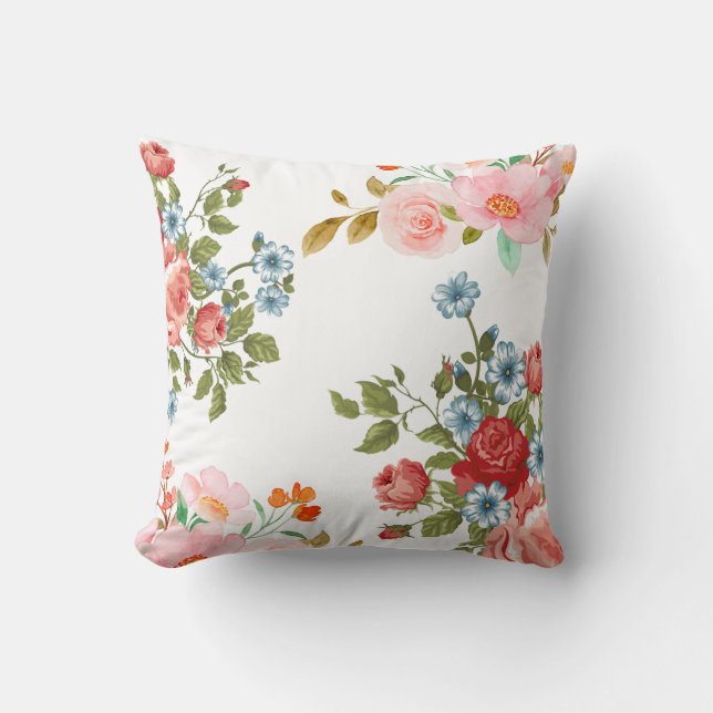 Elegant floral pattern square  throw pillow (Front)