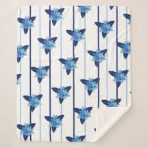 Elegant floral pattern stripe monochromatic blue