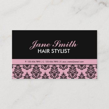 Elegant Floral Pattern Stylist Salon Hairdresser Business Card by Lamborati at Zazzle