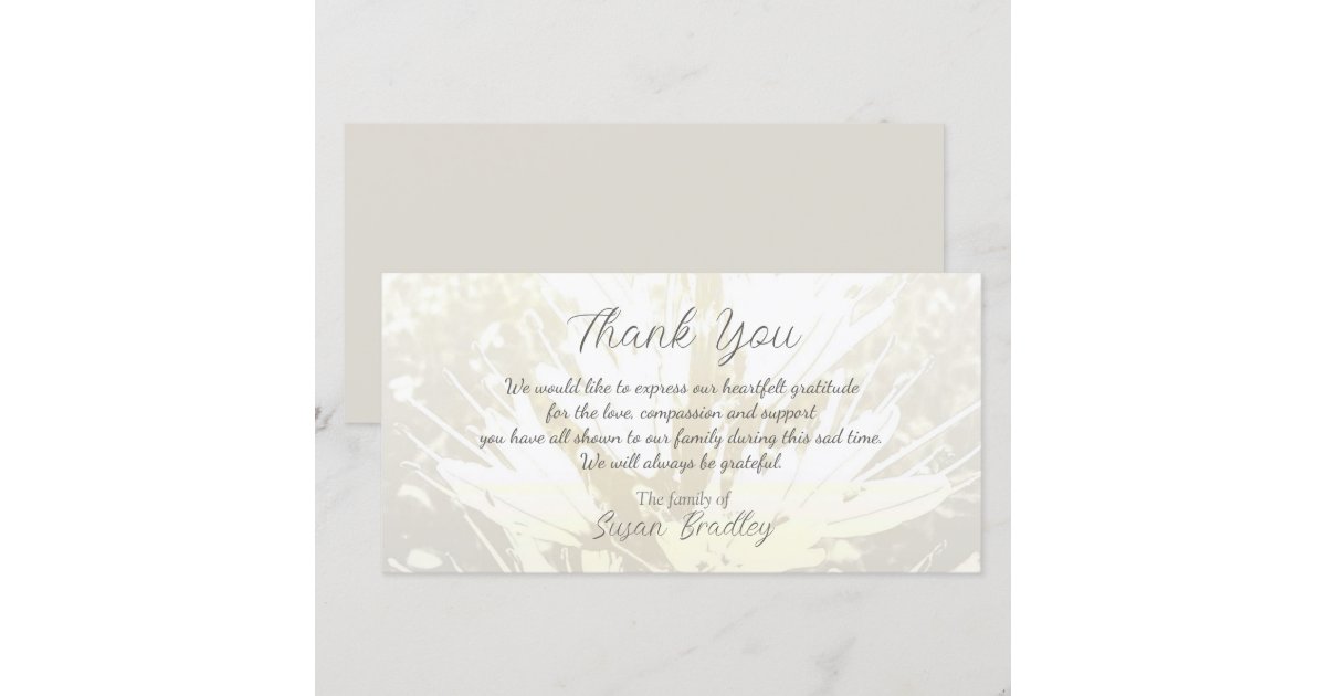Elegant Floral Pattern Sympathy Thank you P card 2 | Zazzle