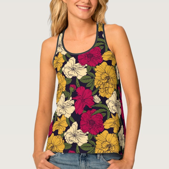 Elegant floral pattern tank top (Front)
