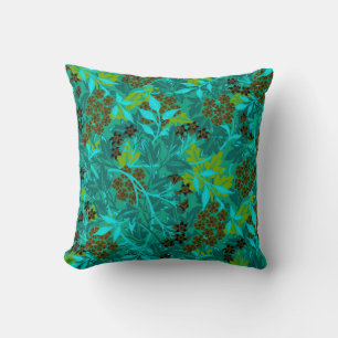 Elegant Floral Pattern Teal & Turquoise Throw Pillow