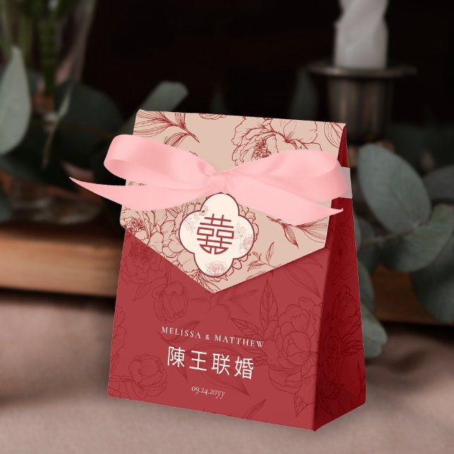 Elegant Floral Pattern Thank You Chinese Wedding  Favor Boxes (Elegant Floral Pattern Thank You Chinese Wedding Favor Box)