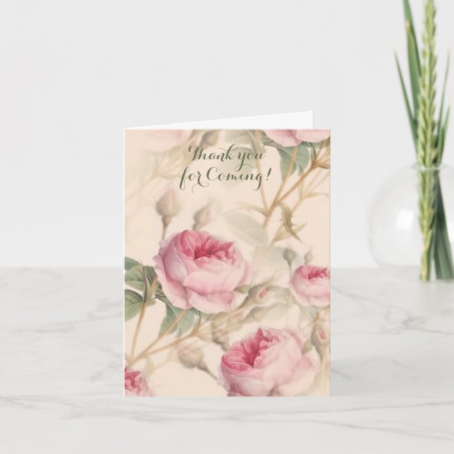 Elegant Floral Pattern Thank You for Coming Card (Front)