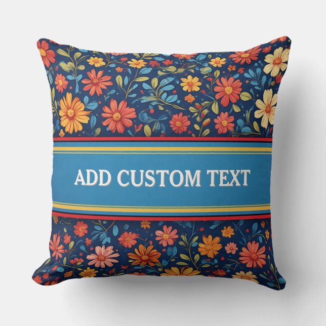 Elegant Floral Pattern Throw Pillow (Front)