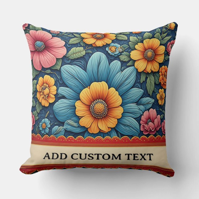 Elegant Floral Pattern Throw Pillow (Front)
