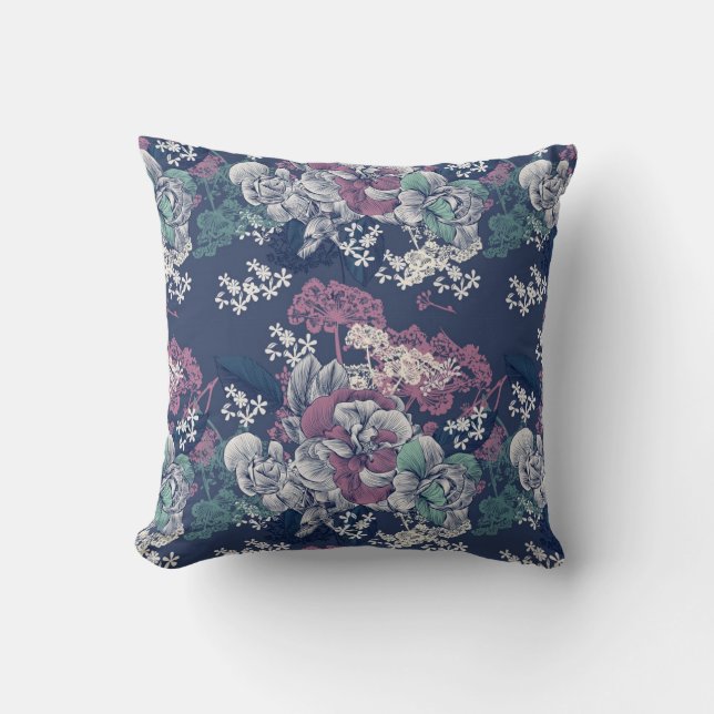 Elegant Floral Pattern Throw Pillow (Front)