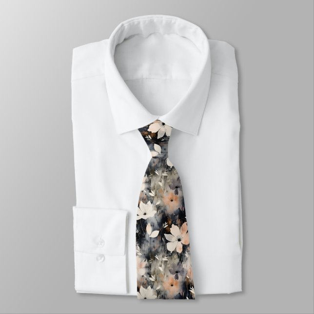 Elegant Floral Pattern Trendy Botanical Neck Tie (Tied)