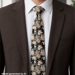 Elegant Floral Pattern Trendy Botanical Neck Tie