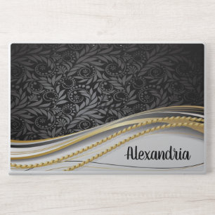 Elegant Floral Pattern with Gold Ribbon HP Laptop Skin