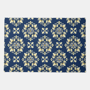 Elegant Floral Pattern with Golden Accents Doormat