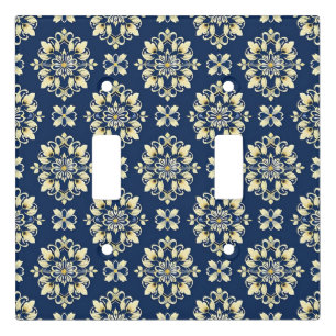 Elegant Floral Pattern with Golden Accents Light Switch Cover