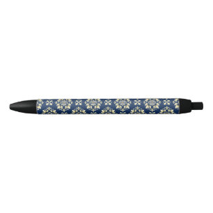 Elegant Floral Pattern with Golden Accents Pen