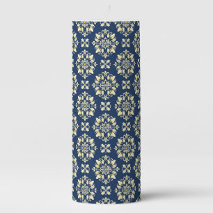 Elegant Floral Pattern with Golden Accents Pillar Candle