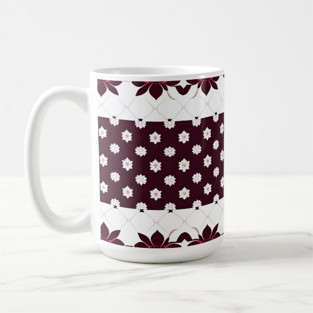 Elegant Floral Pattern with Lotus and Blossom Coffee Mug (Left)