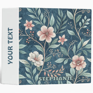 Elegant Floral Pattern with Pink & Cream Blossoms 3 Ring Binder
