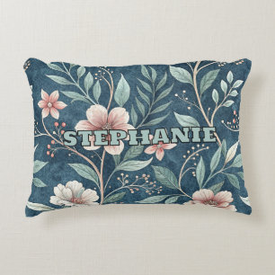 Elegant Floral Pattern with Pink & Cream Blossoms Accent Pillow