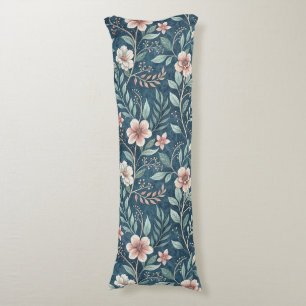 Elegant Floral Pattern with Pink & Cream Blossoms Body Pillow