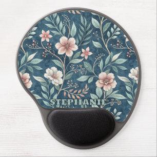 Elegant Floral Pattern with Pink & Cream Blossoms Gel Mouse Pad
