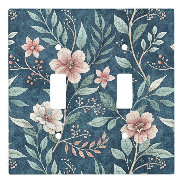 Elegant Floral Pattern with Pink & Cream Blossoms Light Switch Cover (Front)