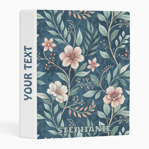 Elegant Floral Pattern with Pink & Cream Blossoms Mini Binder