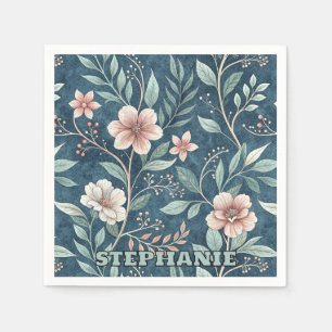 Elegant Floral Pattern with Pink & Cream Blossoms Napkins