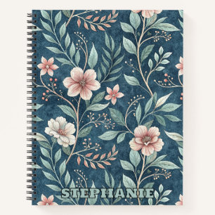 Elegant Floral Pattern with Pink & Cream Blossoms Notebook