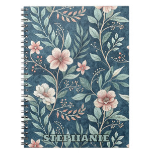 Elegant Floral Pattern with Pink & Cream Blossoms Notebook