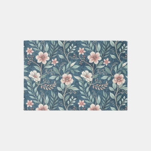 Elegant Floral Pattern with Pink & Cream Blossoms Outdoor Rug