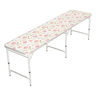 Elegant Floral Pattern with Pink Peonies and Lilie Beer Pong Table