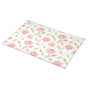Elegant Floral Pattern with Pink Peonies and Lilie Cloth Placemat
